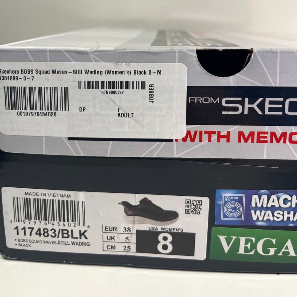 Skechers Women's Bob's Squad Waves-Still Wading Black SZ 8 NEW - Picture 6 of 6